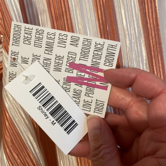 NWT LuLaRoe M Shirley Kimono White with Copper Stripes - Picture 3 of 3